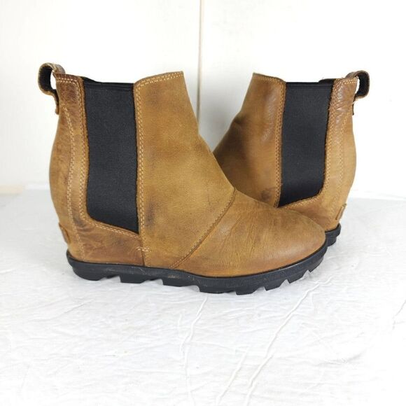 Sorel Women's Joan of Arctic II US7,5 Tan Leather Waterproof Wedge Chelsea Boot - Picture 9 of 13